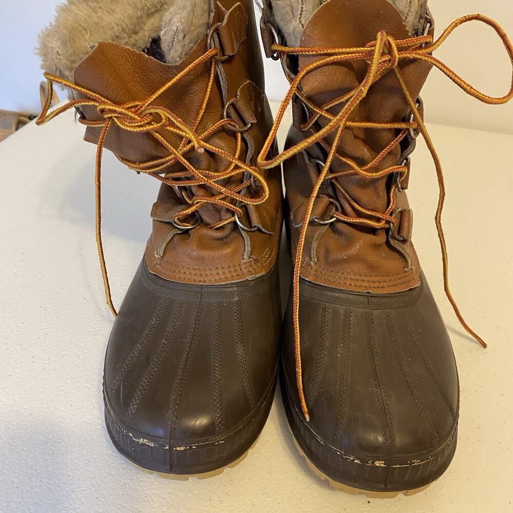 Sorel Scout Boots Men 10US Brown Leather Duck Winter Snow Wool Insulated LaceUp - Picture 11 of 12